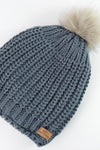 Dark Gray Slouchy Warm Slap w/ Pom