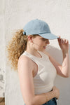 Light Denim Satin-Lined Baseball Hat