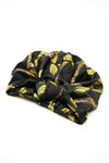 Olive Print All-Satin Knot Turban