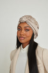 Patterned Walnut All-Satin Knot Turban