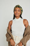 Olive Print All-Satin Knot Turban