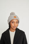 Gray Chunky Knit Satin-Lined Beanie