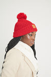 Burnt Orange Chunky Knit Satin-Lined Beanie