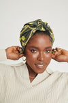 Olive Print All-Satin Knot Turban