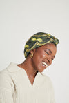 Olive Print All-Satin Knot Turban