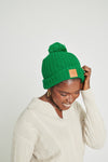 Blue Spruce Chunky Knit Satin-Lined Beanie