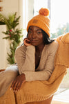 Orange Chunky Knit Satin-Lined Beanie