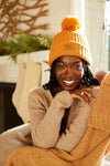 Orange Chunky Knit Satin-Lined Beanie