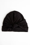 Black Satin-Lined Knot Turban