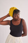 Mustard Satin-Lined Knot Turban