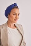 Navy Satin-Lined Knot Turban