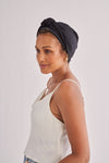 Black Satin-Lined Knot Turban