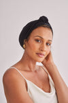 Black Satin-Lined Knot Turban