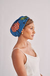 All Silk Turban - Blue Peach Floral