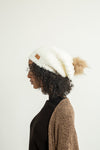 Cream Slouchy Warm Slap w/ Pom