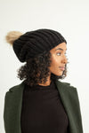 Black Slouchy Warm Slap w/ Pom