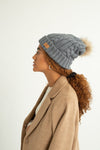 Gray Foldover Warm Slap w/ Pom