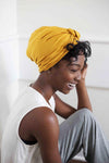 Mustard Satin-Lined Knot Turban