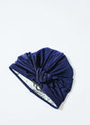 Navy Satin-Lined Knot Turban