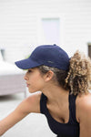 Grace Eleyae Hats Navy Blue Satin-Lined Baseball Hat